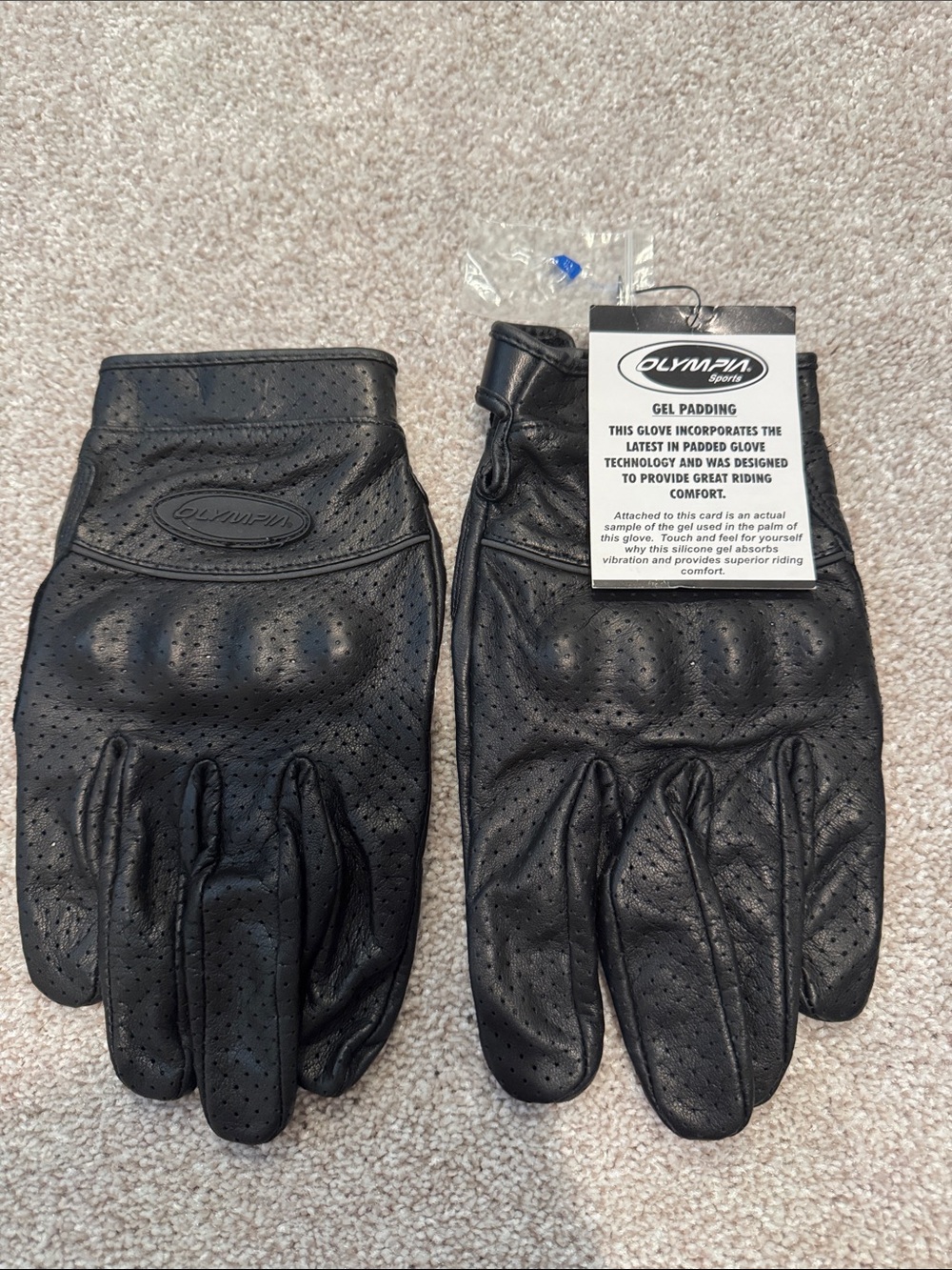 Olympia Activewear Men's Black Perforated Leather Riding Gloves with Gel Palm